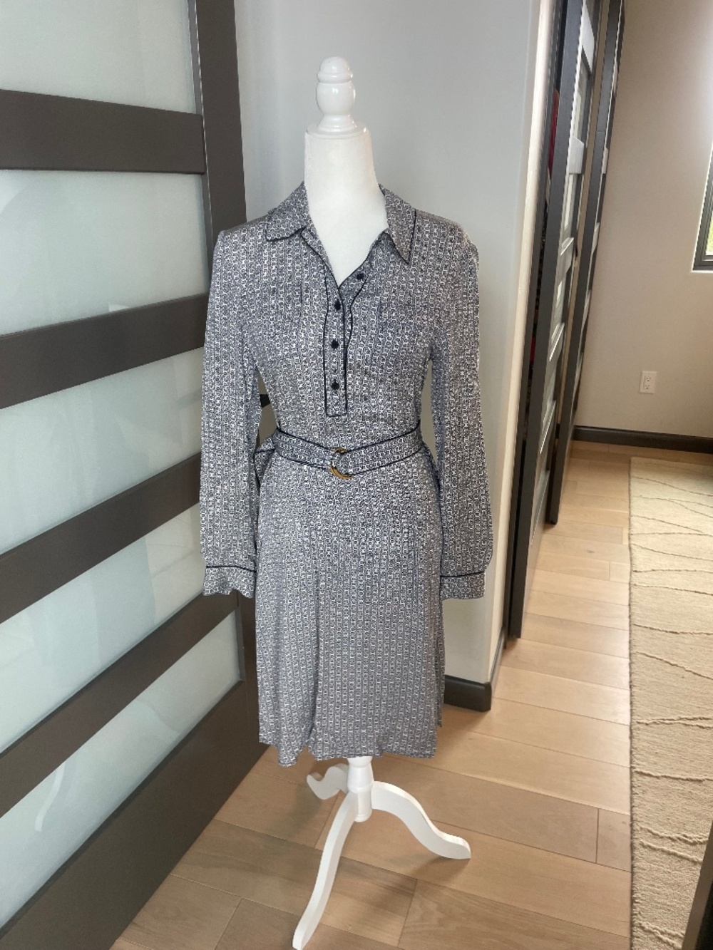 Tory Burch Christelle Chain-Link Print Silk Shirtdress NWT